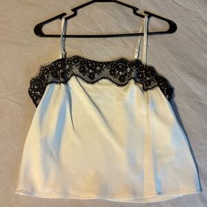 a new day White Camisole with Black Lace Trim